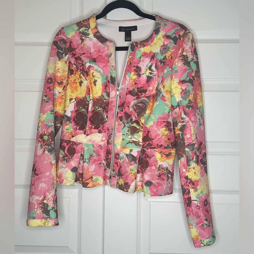 INC International Concepts Floral Zip Jacket – Women’s Size S – EUC